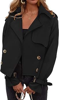 Amazon.com: ZESICA Womens Long Sleeve Crop Trench Coat Lapel